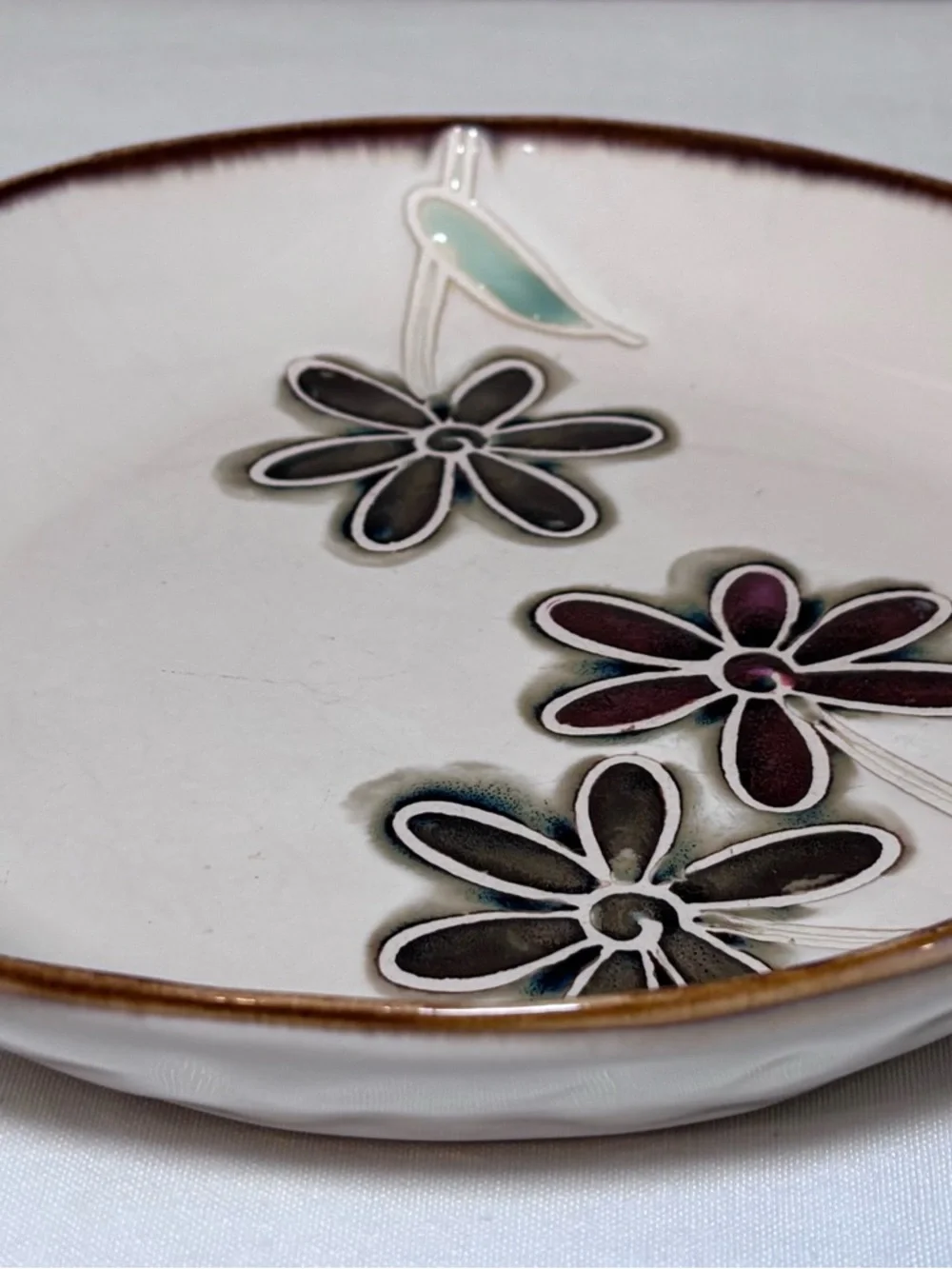 Vintage Pier 1 Petals Stoneware Salad Plate Hand Painted 8 Inches